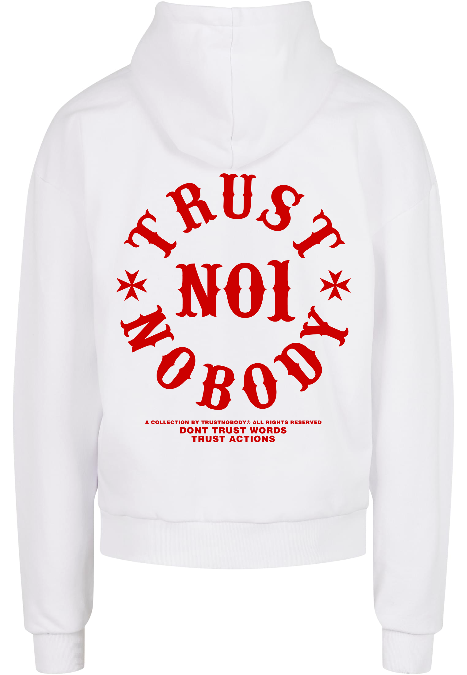 TRUST NOBODY® - Oversized Basic Hoody [white/red]