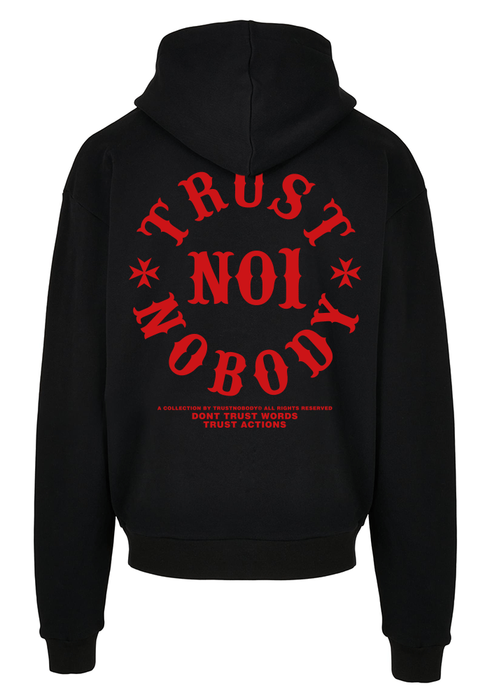 TRUST NOBODY® - Oversized Basic Hoody [black/red]