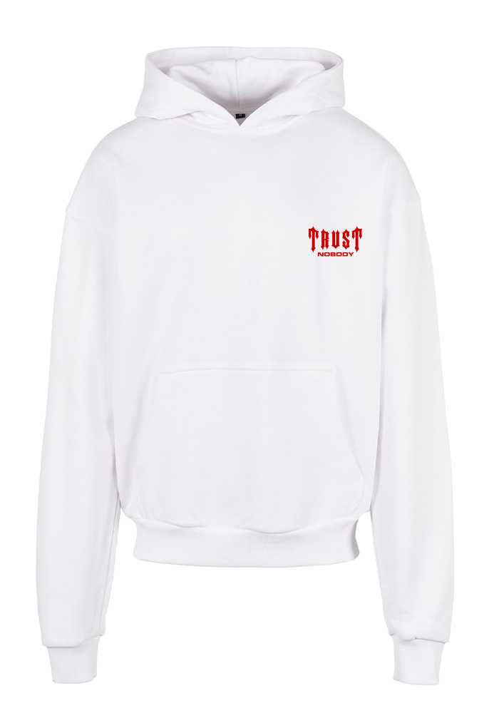 TRUST NOBODY® - 100% Echt Oversized Basic Hoody [white/red]
