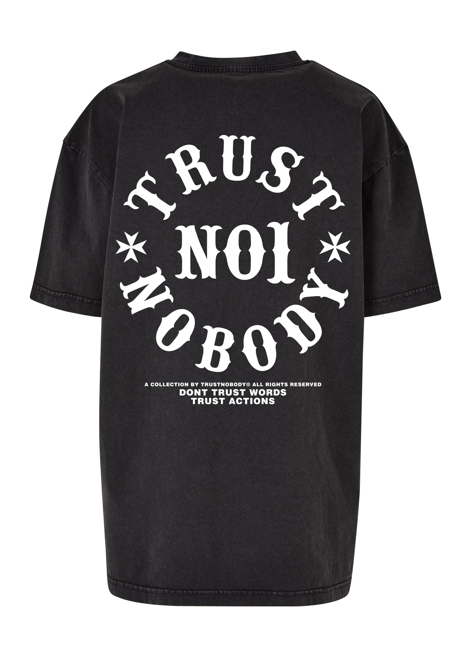 TRUST NOBODY® - Women Heavy Oversize Wash Tee [black/white]