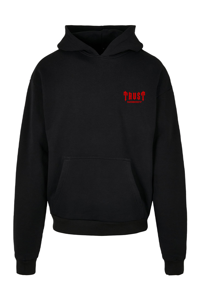 TRUST NOBODY® - 100% Echt Oversized Basic Hoody [black/red]