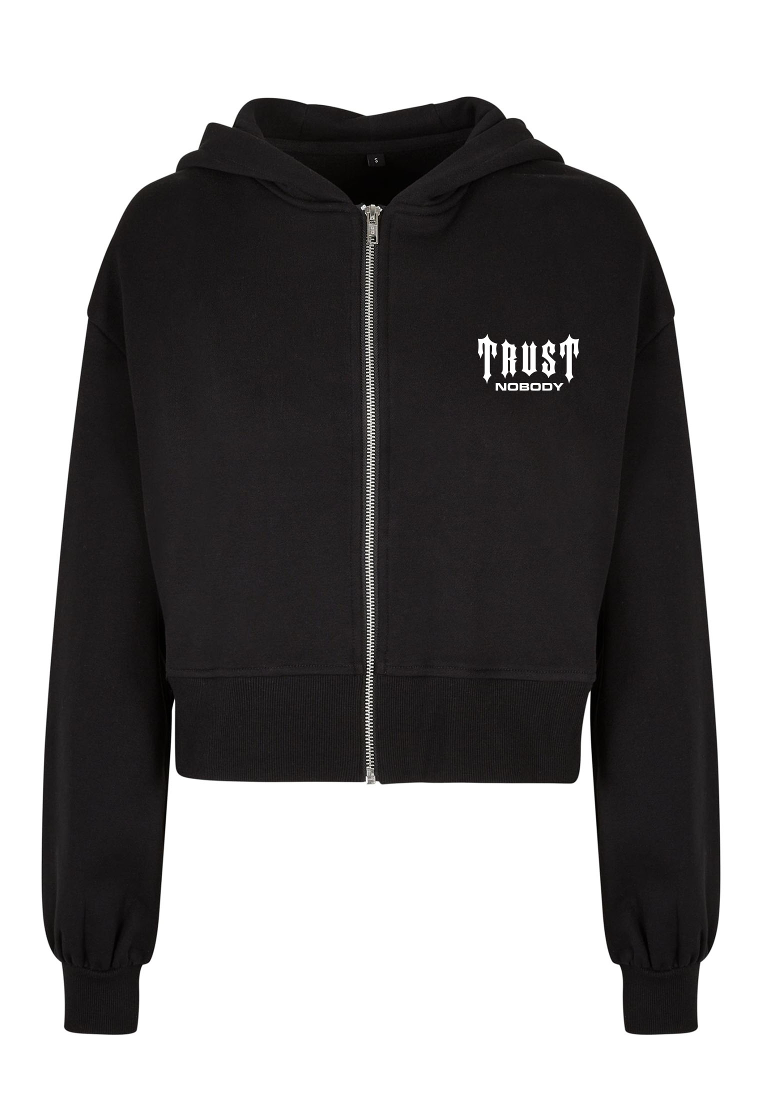 TRUST NOBODY® - Women Short Oversized Zip Jacket [black/white]